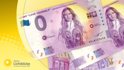Lichtblicke-0€-Schein mit Sängerin Leony 